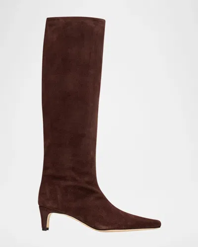 Staud Wally Leather Knee-high Boots In Burgundy