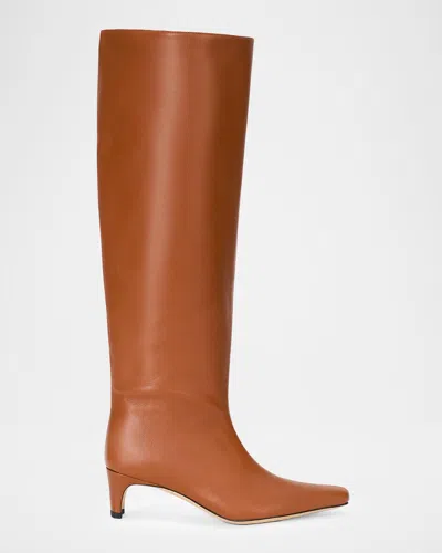 Staud Wally Leather Knee-high Boots In Brown
