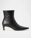 Staud Wally Leather Square-toe Ankle Booties In Black