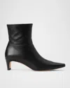 Staud Wally Leather Square-toe Ankle Booties In Black
