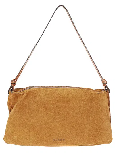 Staud Wally Logo Debossed Shoulder Bag In Brown