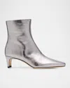 Staud Wally Metallic Leather Ankle Boots In Gray