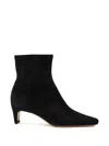 Staud Suede Wally Heeled Ankle Boots 55 In Black