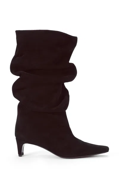 Staud Wally Slouched Leather Boots In Brown