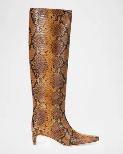 Staud Wally Snake-embossed Leather Knee-high Boots In Multi