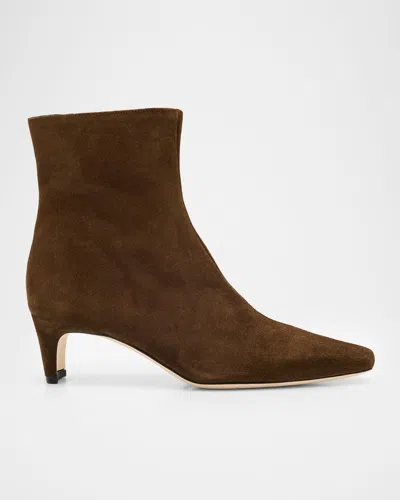 Staud Wally Suede Ankle Boots In Brown