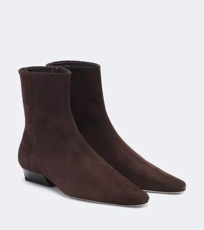 Staud Wally Flat Ankle Boot In Burgundy