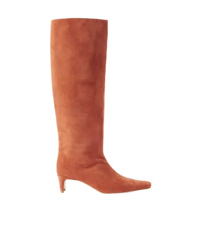Staud Wally Suede Boots In Orange