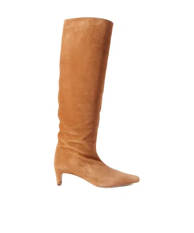 Staud Wally Suede Knee Boots In Brown