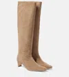 Staud Wally Suede Knee-high Boots In Beige