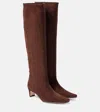 Staud Wally Suede Knee-high Boots In Brown