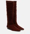 Staud Wally Suede Knee-high Boots In Brown