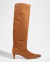 Staud Wally Suede Knee-high Boots In Multi