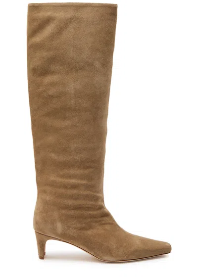 Staud Wally Suede Knee-high Boots In Brown