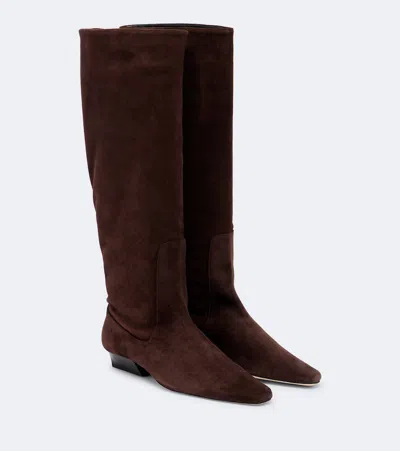 Staud Wally Suede Knee-high Boots In Brown