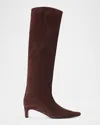 Staud Wally Suede Patchwork Tall Boots In Brown
