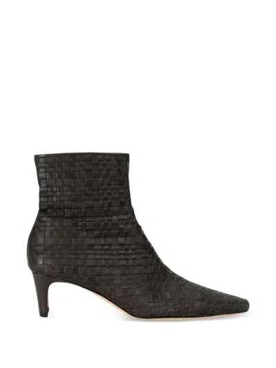 Staud Wally Woven Ankle Boots In Black