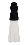 Staud Gabrielle Beaded Drop-waist Dress In Black,white
