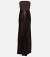 Staud Wayfaring Strapless Evening Gown In Brown