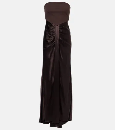 STAUD WAYFARING GATHERED STRAPLESS MIDI DRESS