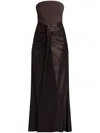 Staud Wayfaring Strapless Evening Gown In Brown