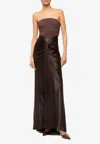 Staud Wayfaring Strapless Evening Gown In Brown