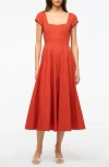 Staud Wells Midi Dress In Rust