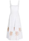 Staud Wells Pleated Printed Cotton-blend Poplin Midi Dress In White