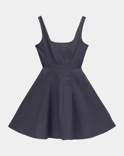 Staud Wells Corset Poplin Mini Dress In Blue