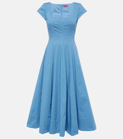 Staud Wells Cotton Midi Dress In Blue