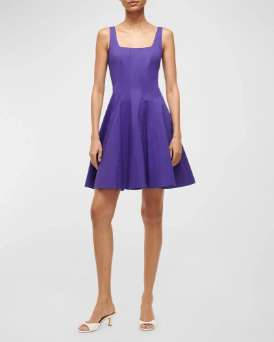 Staud Wells Cotton Poplin Corset Mini Dress In Violet