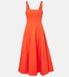 Staud Cotton-blend Wells Midi Dress In Cayenne