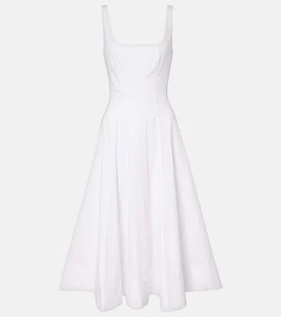 STAUD WELLS COTTON POPLIN MIDI DRESS