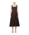 Staud Brown Wells Midi Dress In Brown