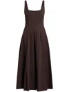Staud Wells Poplin Dress In Brown