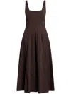 Staud Brown Wells Midi Dress In Brown