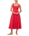 Staud Sleeveless Wells Midi Dress In Cherry