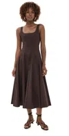 Staud Brown Wells Midi Dress In Brown