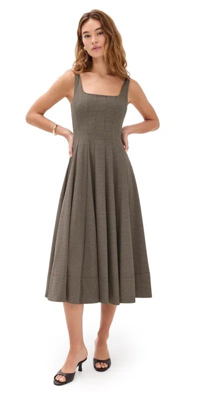 STAUD WELLS DRESS HOUNDSTOOTH