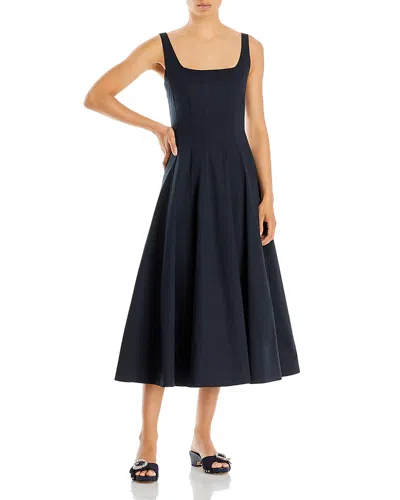 Staud Wells Dress In Black In Blue