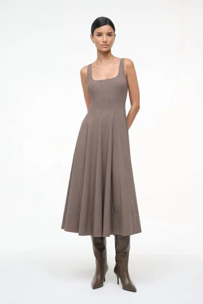 Staud Wells Dress In Houndstooth In Brown