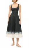 Staud Wells Dress In Onyx Tie Dye In Black