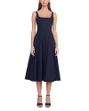 Staud Wells Corset Poplin Mini Dress In Navy