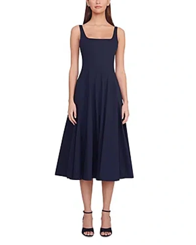 Staud Wells Pleated Midi Dress In Black