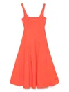 Staud Cotton-blend Wells Midi Dress In Orange