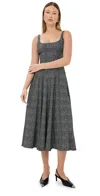 STAUD WELLS DRESS TEXTURED HERRINGBONE