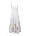 Staud Wells Pleated Printed Cotton-blend Poplin Midi Dress In White