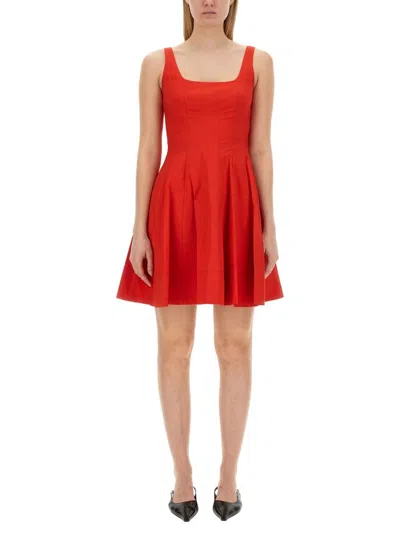Staud Wells Corset Poplin Mini Dress In Red