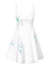 Staud Wells Pleated Embellished Cotton-blend Poplin Mini Dress In White