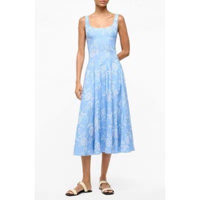 STAUD STAUD WELLS FLORAL MIDI DRESS